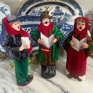 Needlepoint Stand up Caroler pillows